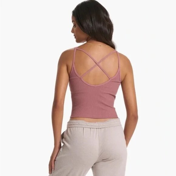 Vuori Pink Rib Crop Tank Size Small - Picture 1 of 6